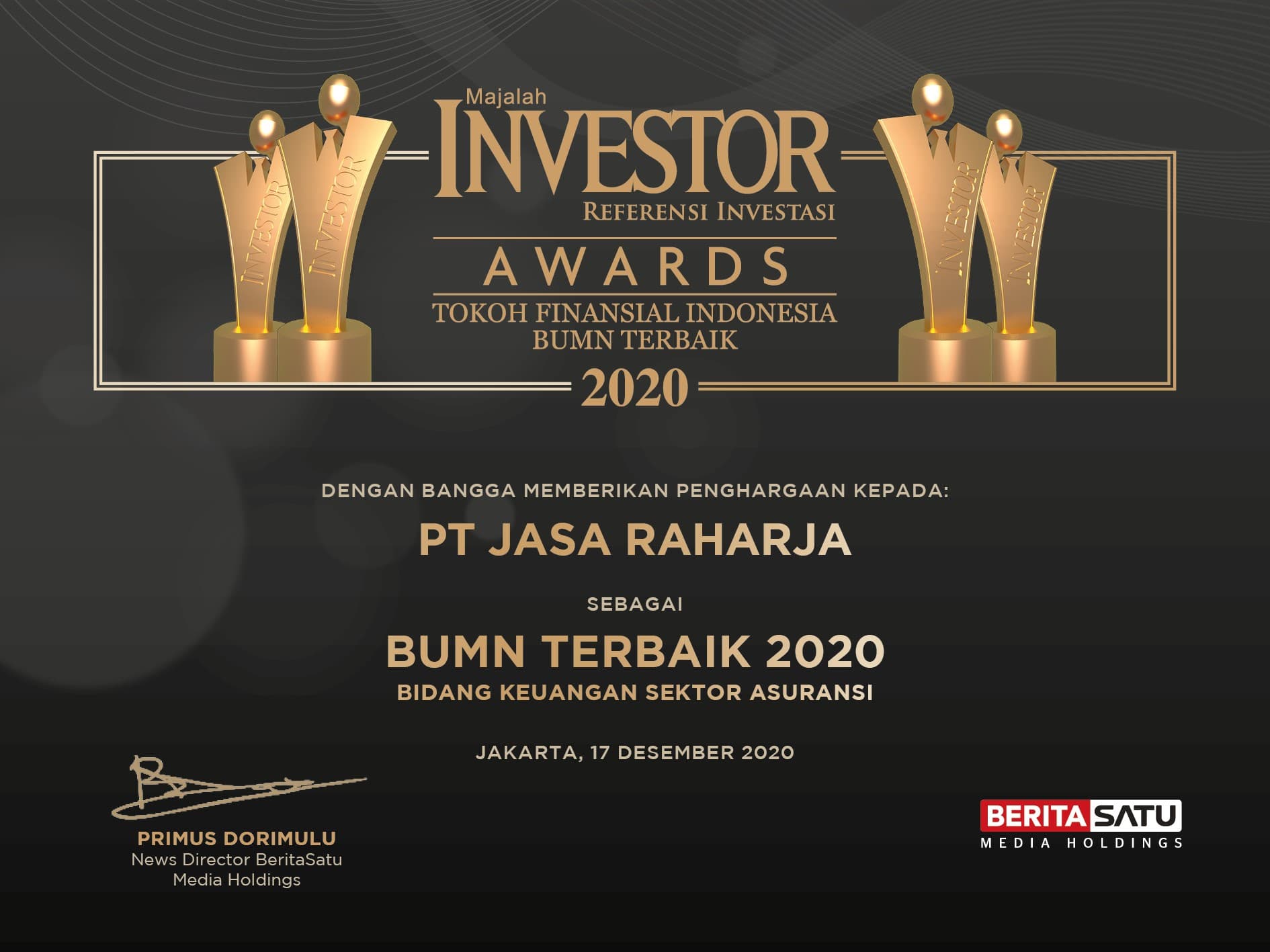 BUMN Terbaik 2020 Budang Keuangan Sektor Asuransi
