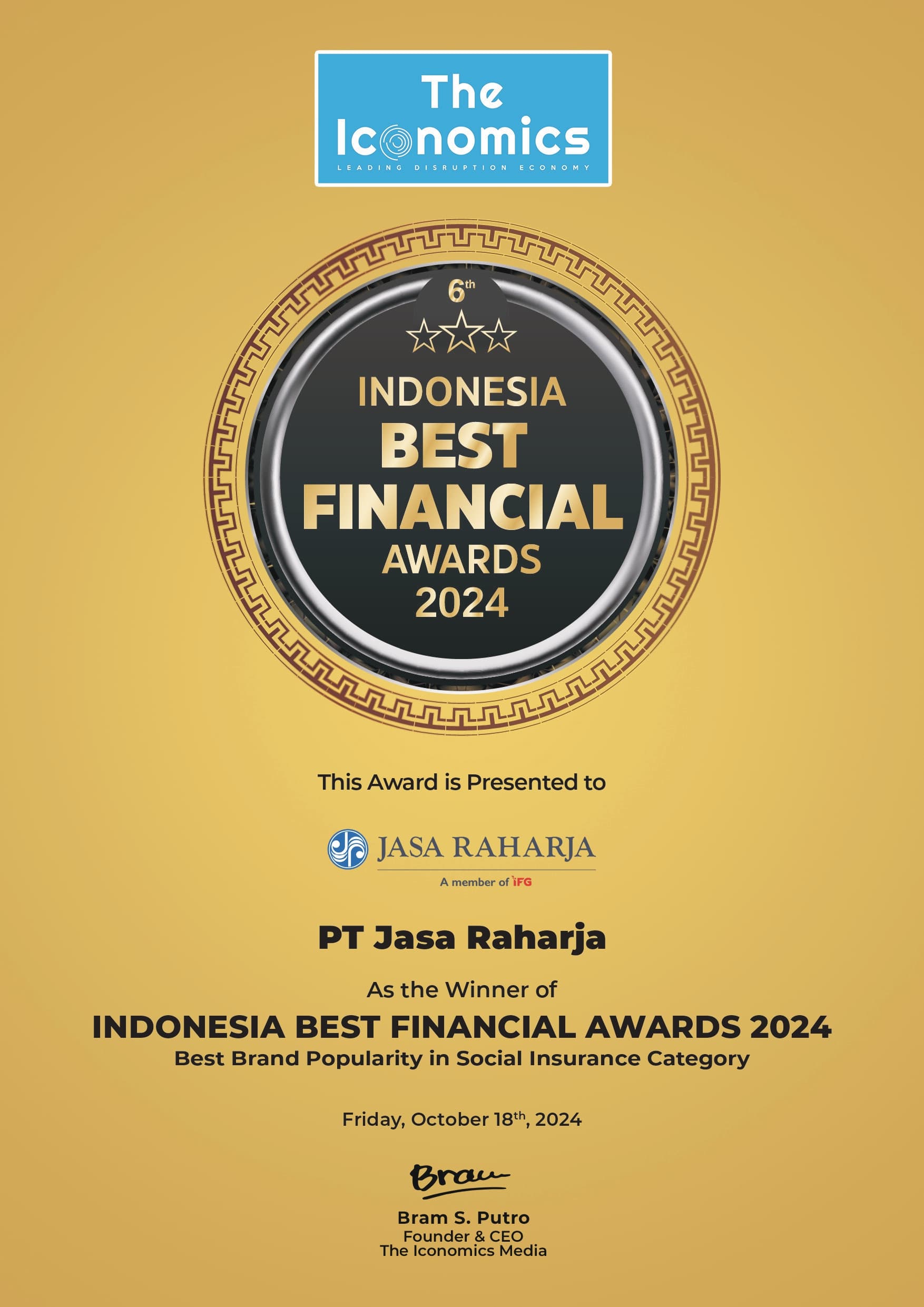 Best Financial Awards 2024, Best Brand Popularity Social Insurance Category