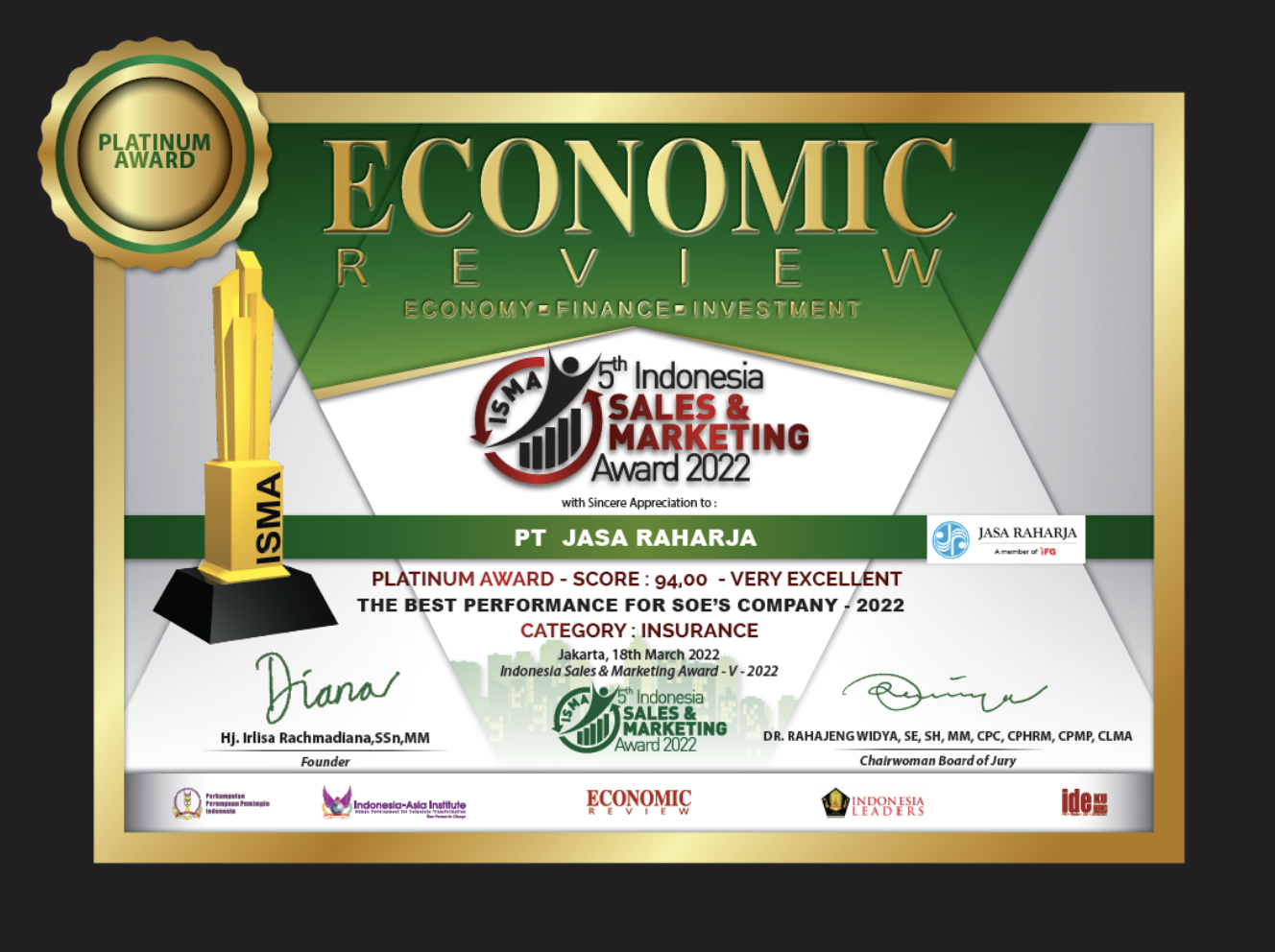 PT Jasa Raharja The Best Performance for SOE’S Company