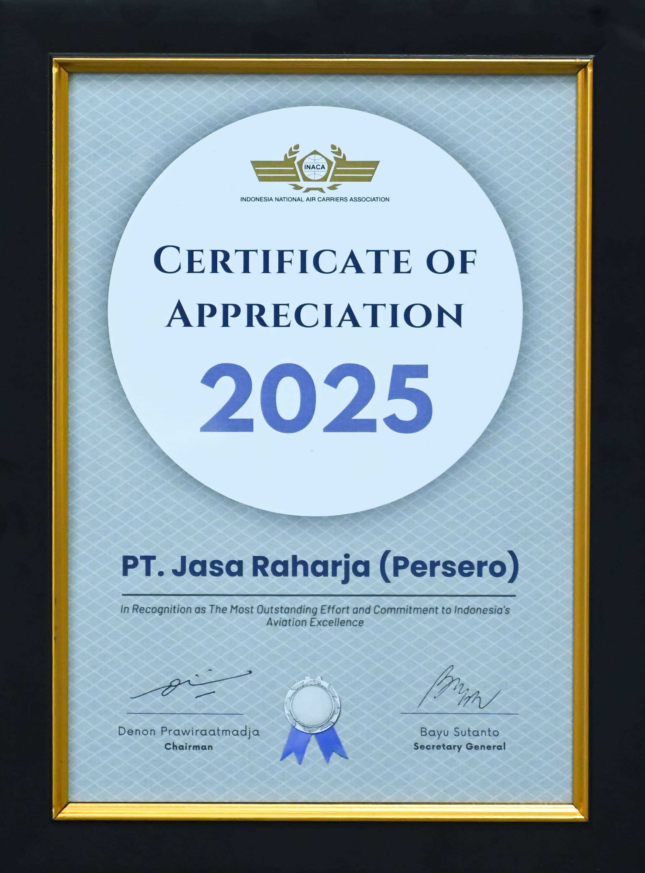 In Recognation As The Most Outstanding Effort and Commitment To Indonesia s Avation Excelence