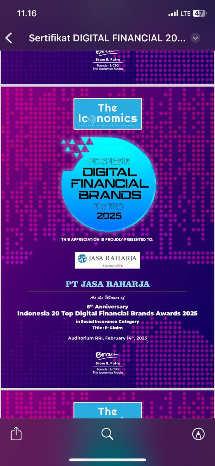 Indonesia Top 20 Top Digital Finansial Brand Awards