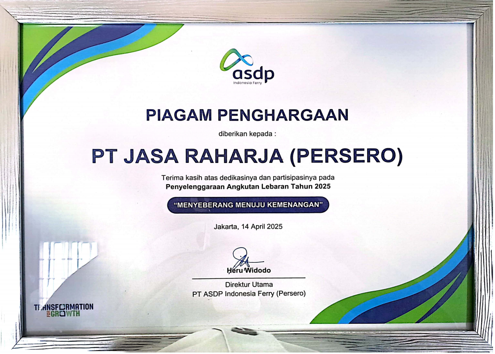 Penghargaan Atas Dedikasi dan partisipasinya pada penyelenggaran Angkutan Lebaran 2025